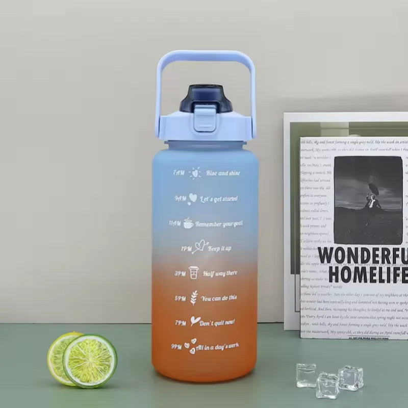 Motivational Water Bottle with Time Marker Leakproof Sport Fitness Jug - 17