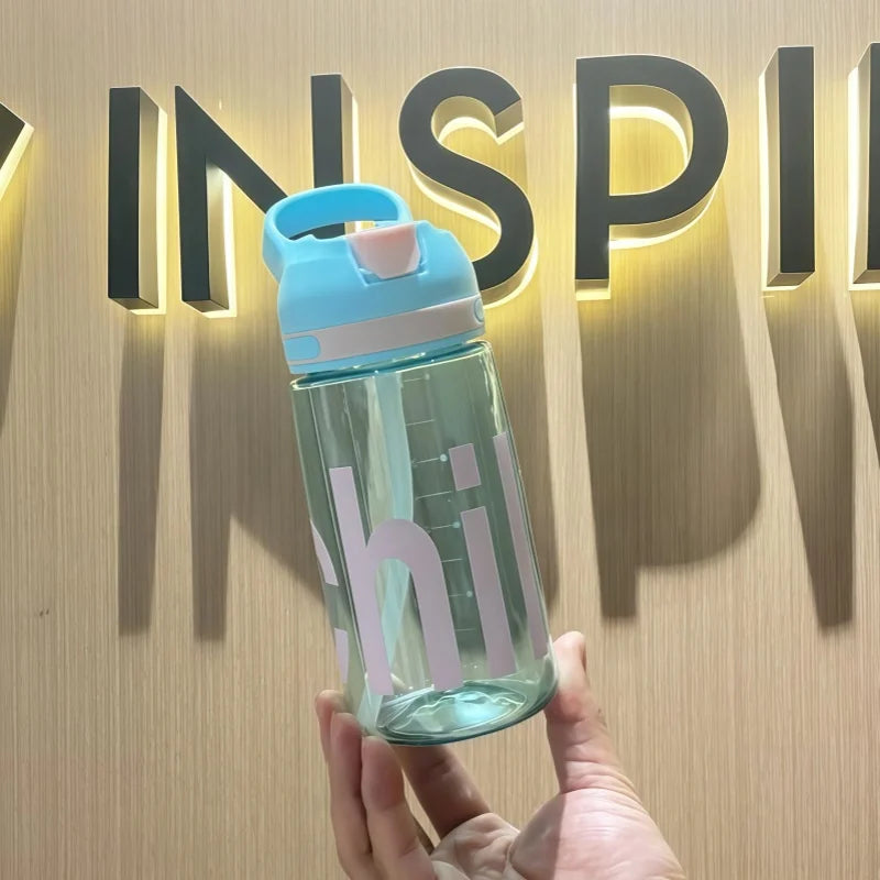 450ml Sports Water Bottle Leak Proof Portable Straw Drinking Cup - 13