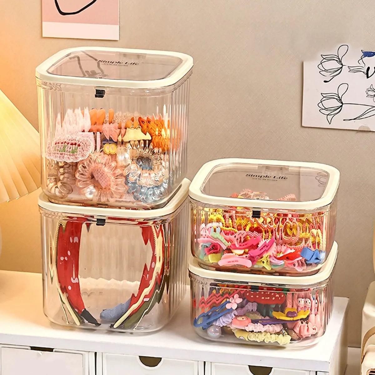 Transparent Hair Accessory Organizer Storage Box for Jewelry and Bows