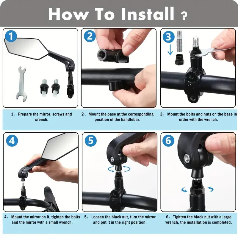 Adjustable Bike Rearview Mirror 360 Rotating Cycling Handlebar Mirror