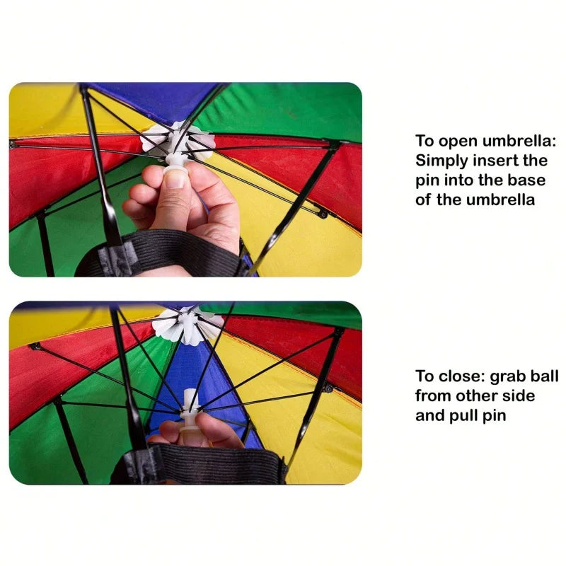 Hands Free Umbrella Hat Foldable Sun Rain Protection for Hiking Fishing - 5