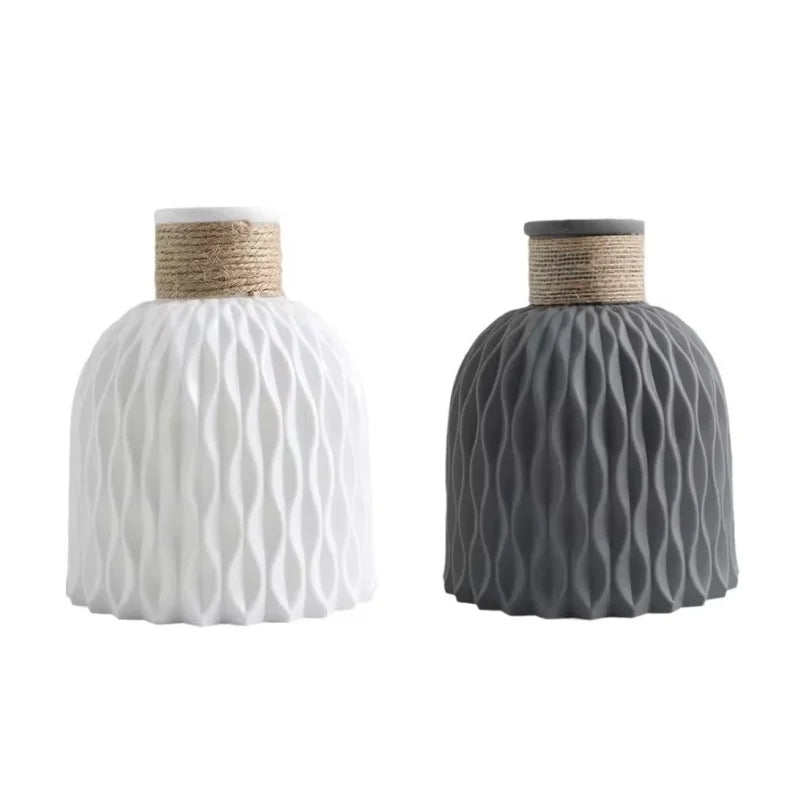 Modern Nordic Rope Plastic Flower Vase Decorative Desktop Ornament - 8