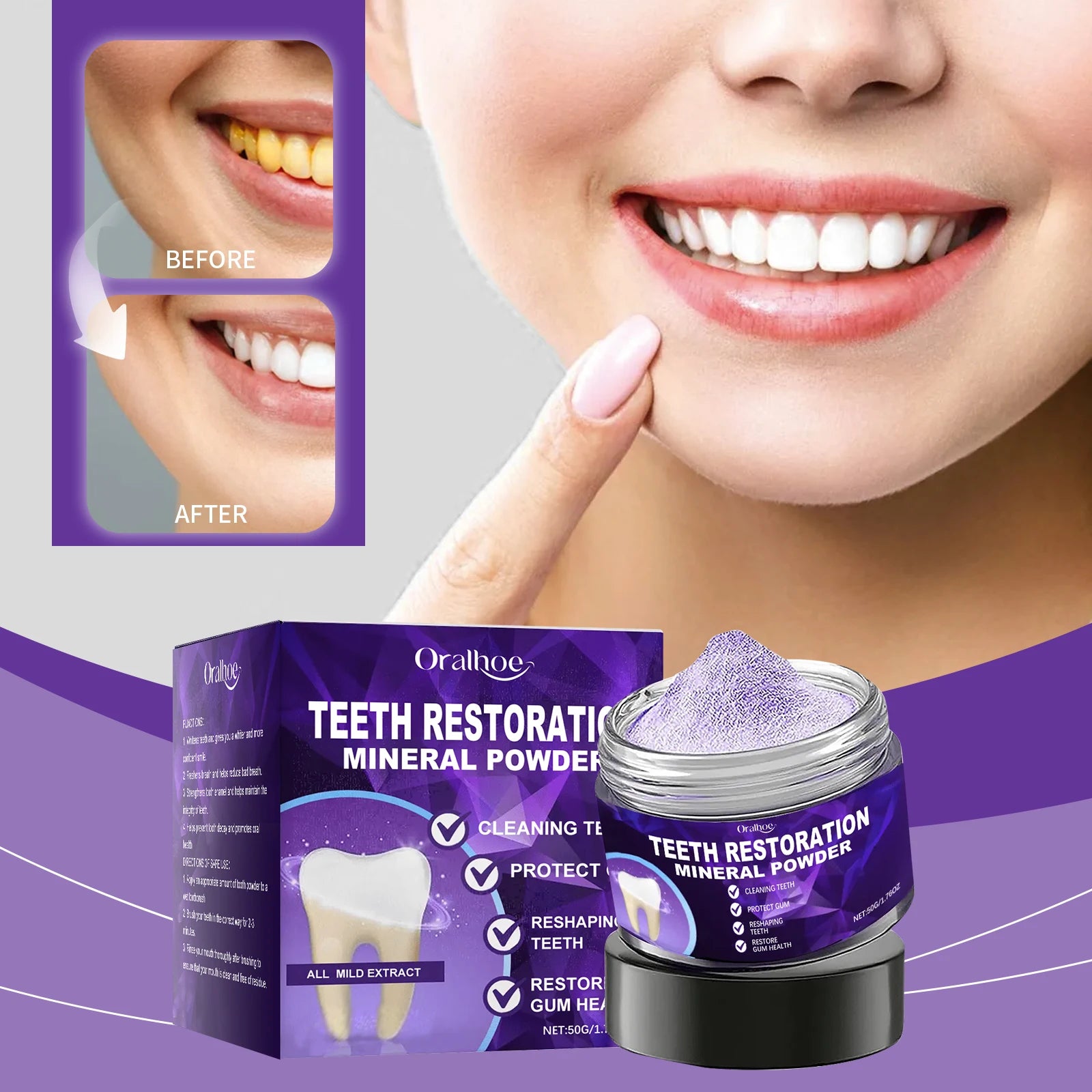 Teeth Whitening Powder Stain Remover Tooth Polish - 7