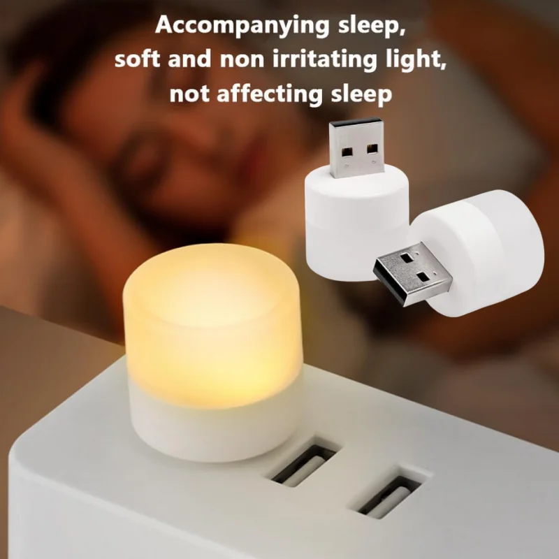 Mini USB LED Night Light Portable Plug In Lamp for Reading and Travel - 3