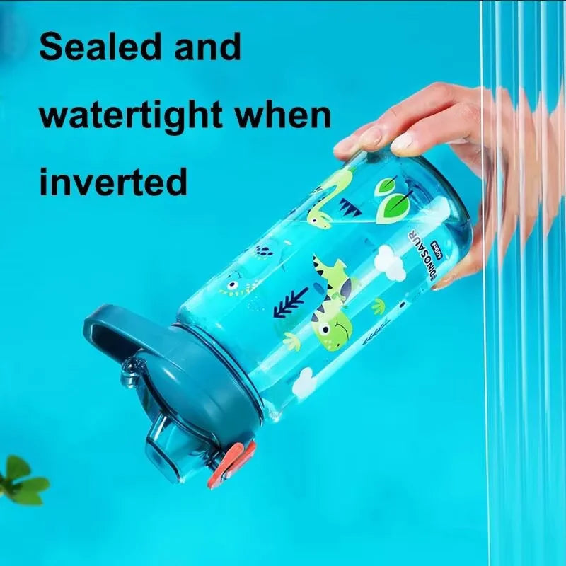 600ml Kids Water Bottle Cartoon Leak Proof Straw Cup for School Travel - 5