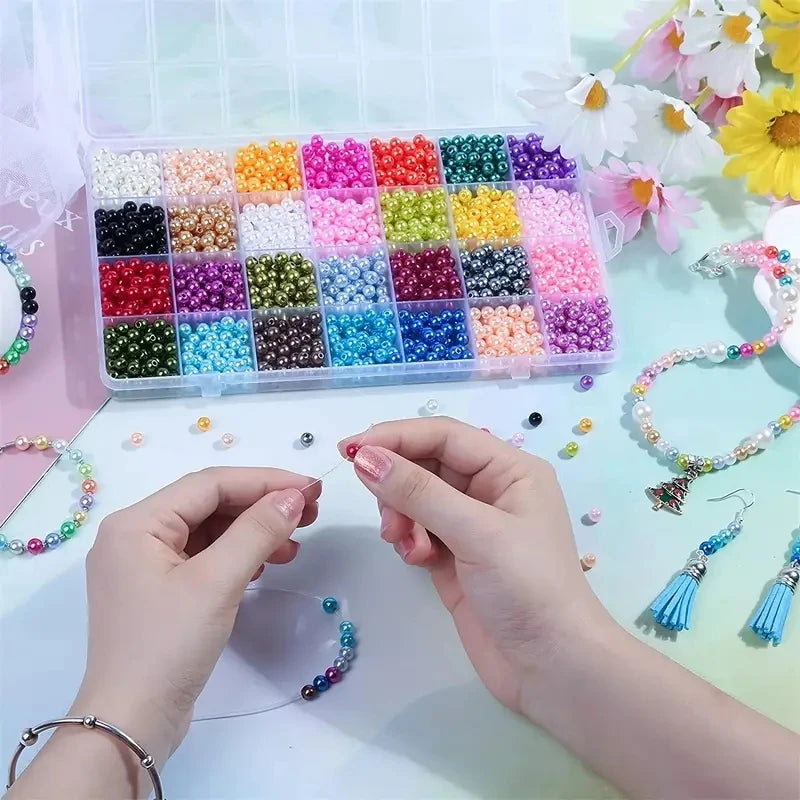 1960pcs 6mm Pearl Beads Kit 28 Color Loose Beads for Jewelry Making