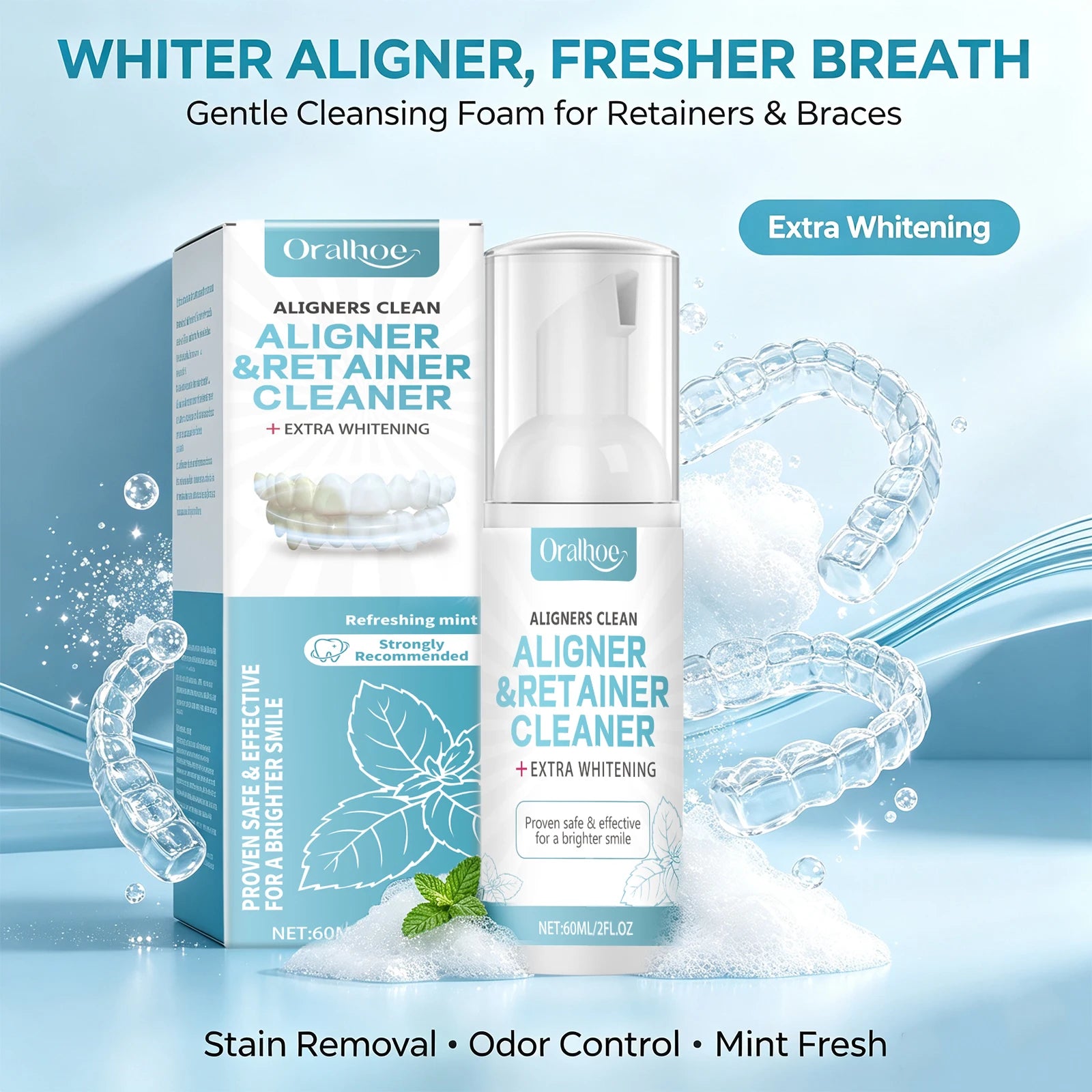 Aligner & Retainer Cleaner Foam Mousse for Braces - 3