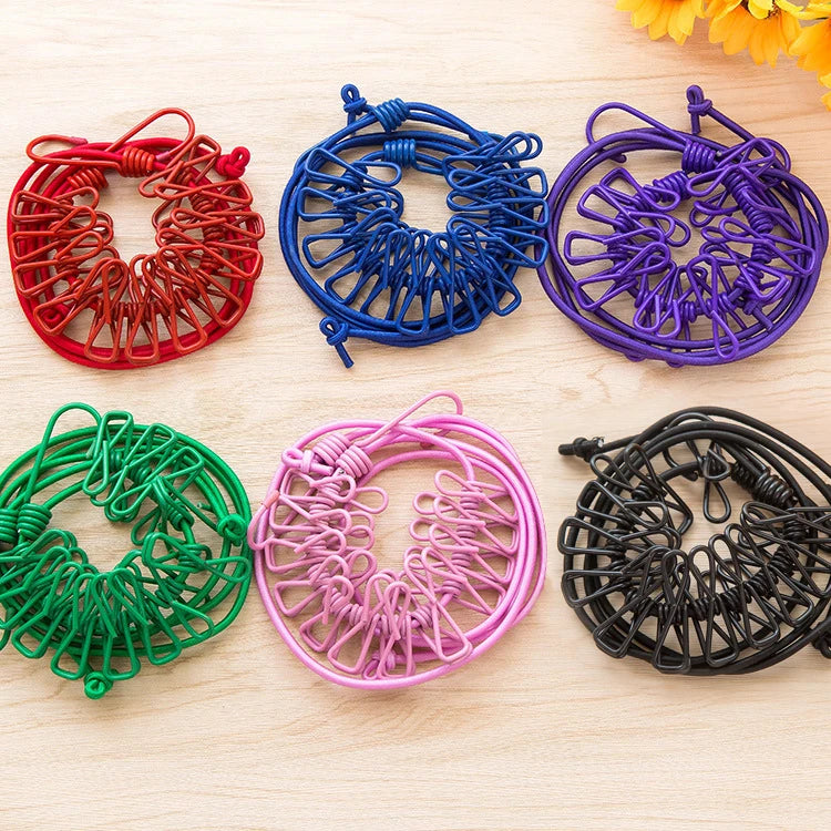 Portable Travel Clothesline with 12 Clips Retractable Camping Drying Rope