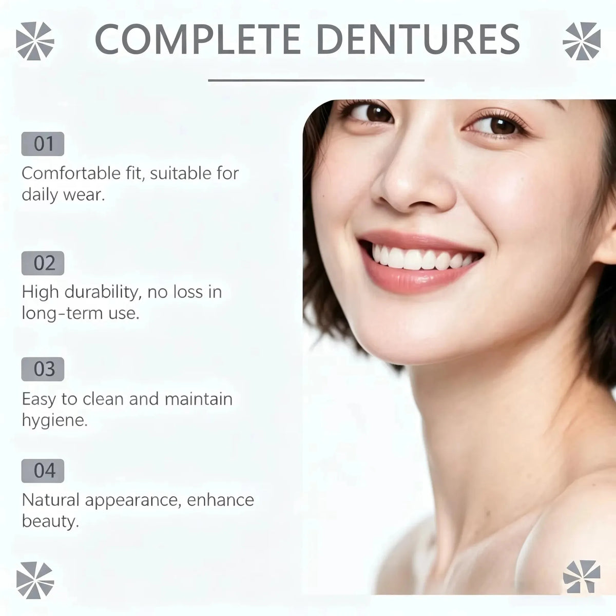 Soft Silicone Dentures Full Set Upper And Lower False Teeth