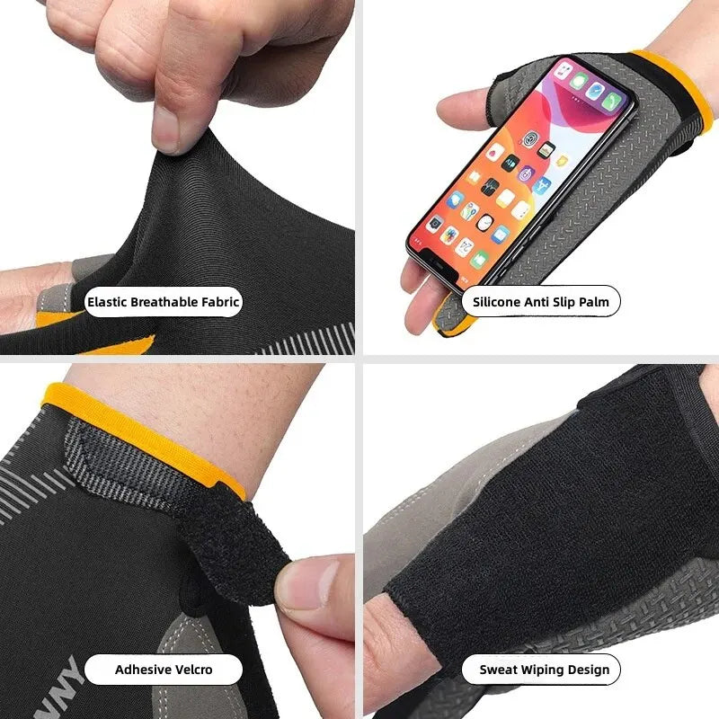 Professional Fishing Gloves Anti-Slip Two Finger Cut Outdoor Gear - 6
