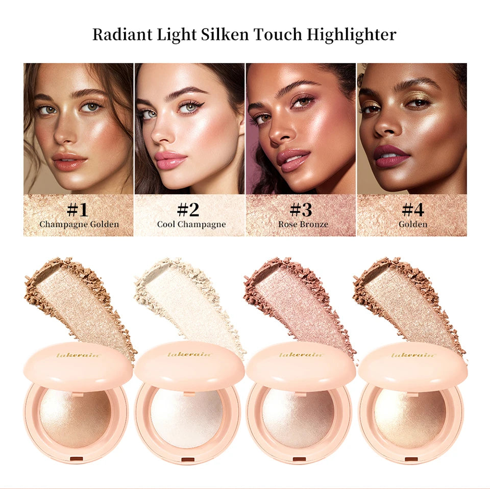 Baked Highlighter Powder Pearl Shimmer Natural Radiant Glow Makeup