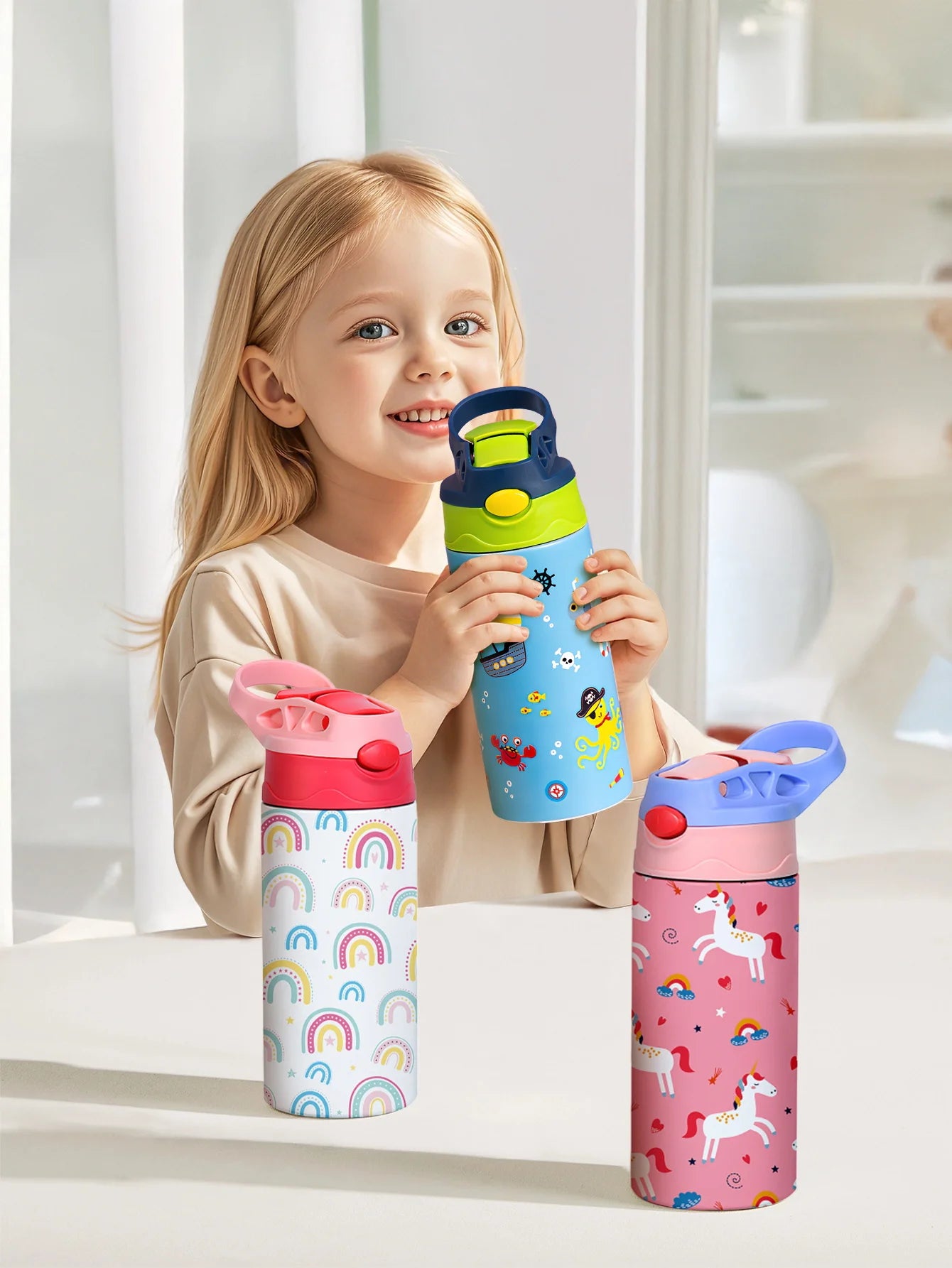 350ml Cartoon Insulated Stainless Steel Water Bottle Kids Vacuum Flask - 6