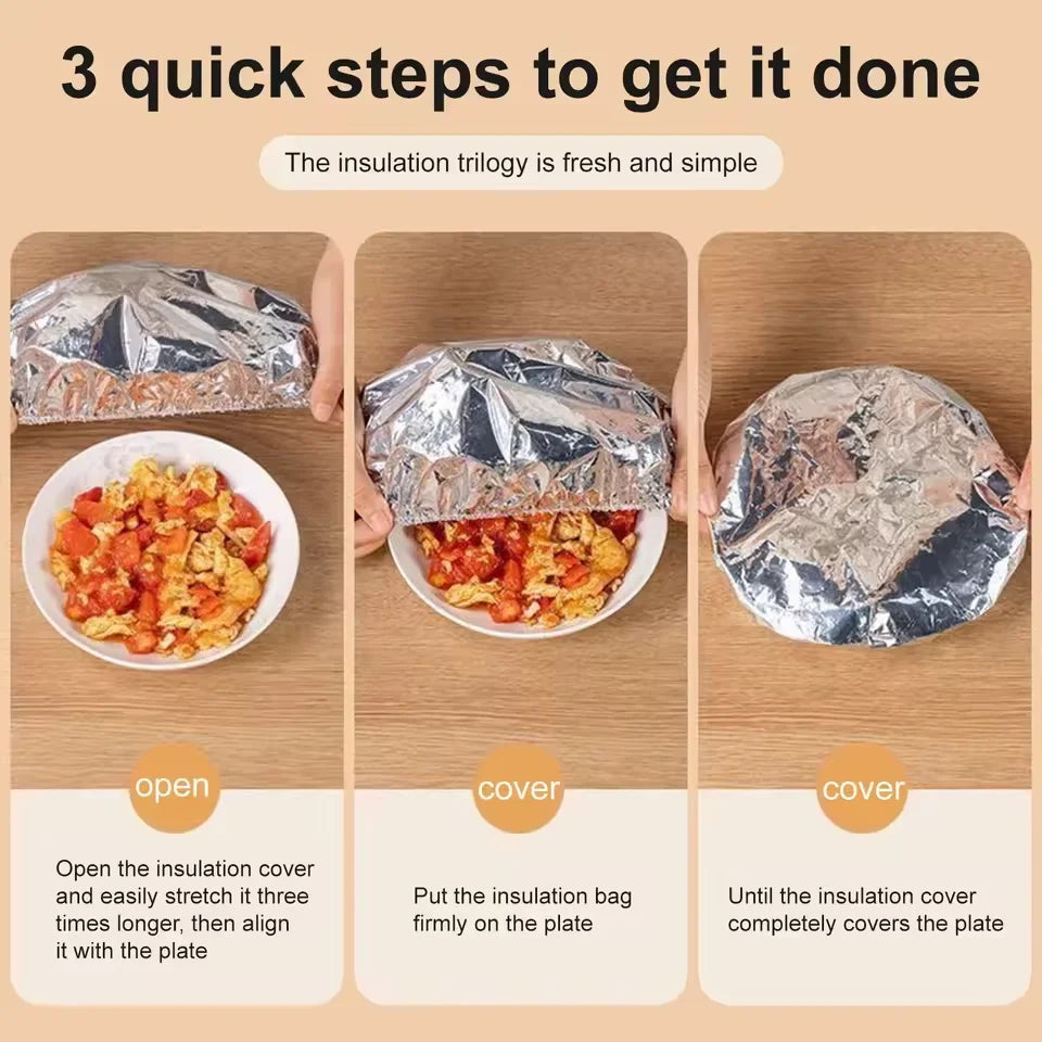 Reusable Aluminum Foil Food Covers Thermal Insulated Bowl Lid Set - 3