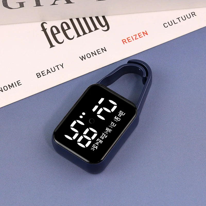 2pcs LED Digital Keychain Watch Portable Touch Screen Fob Pocket Clock - 13