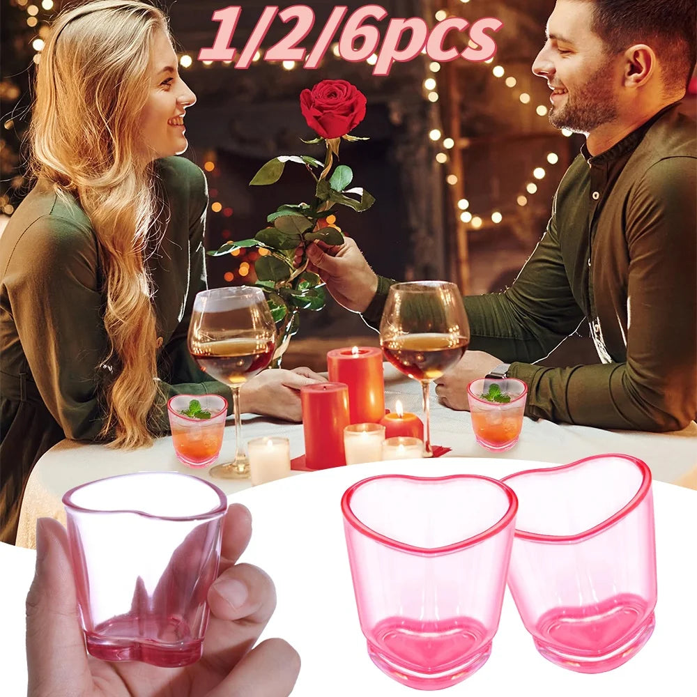 Heart Shaped Plastic Mini Wine Glasses for Romantic Parties and Events