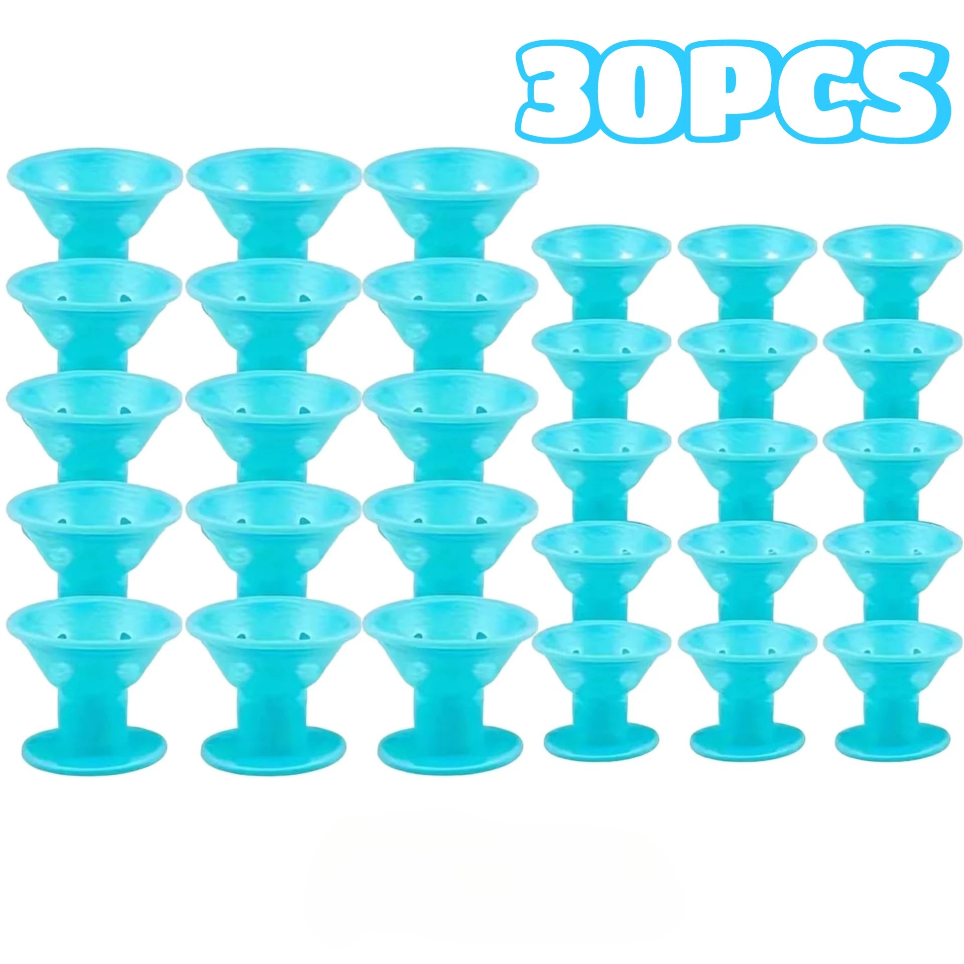 30pcs Silicone Mushroom Hair Curlers Heatless Wave Styling Rollers - 18