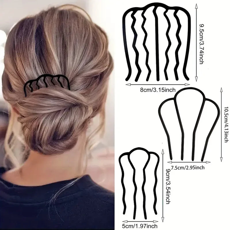 6 Piece Hair Comb Set Retro Bun Maker and Styling Fork Clips