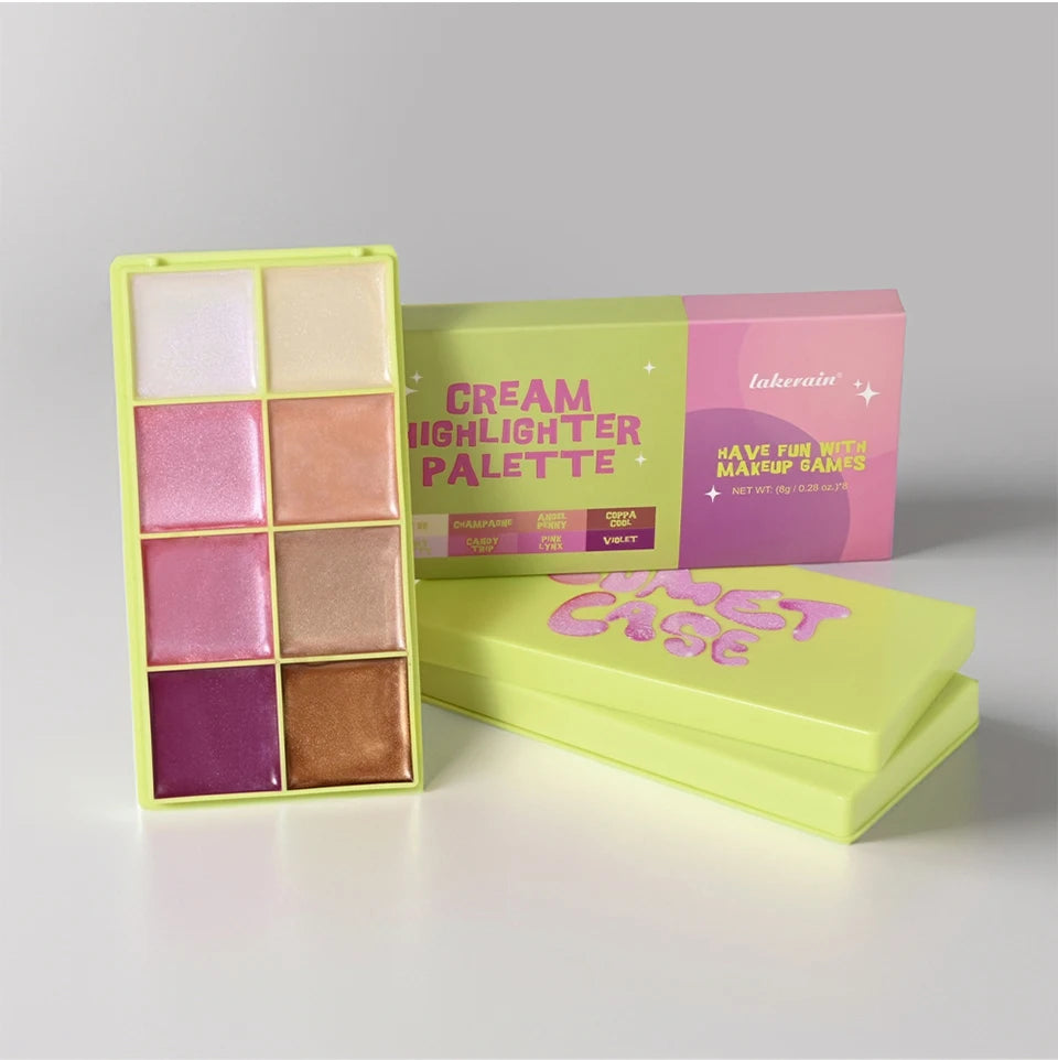 Cream Highlighter Palette Glossy Face Bronzer Makeup Set - 23