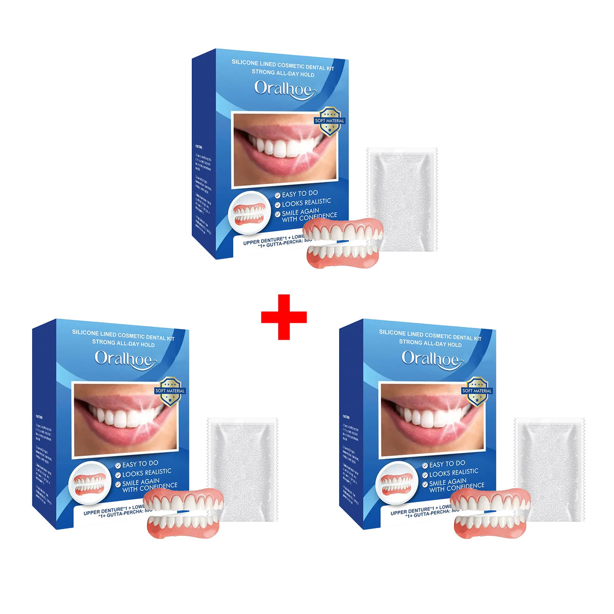Silicone Cosmetic Dental Kit Upper Lower Fake Teeth Instant Smile