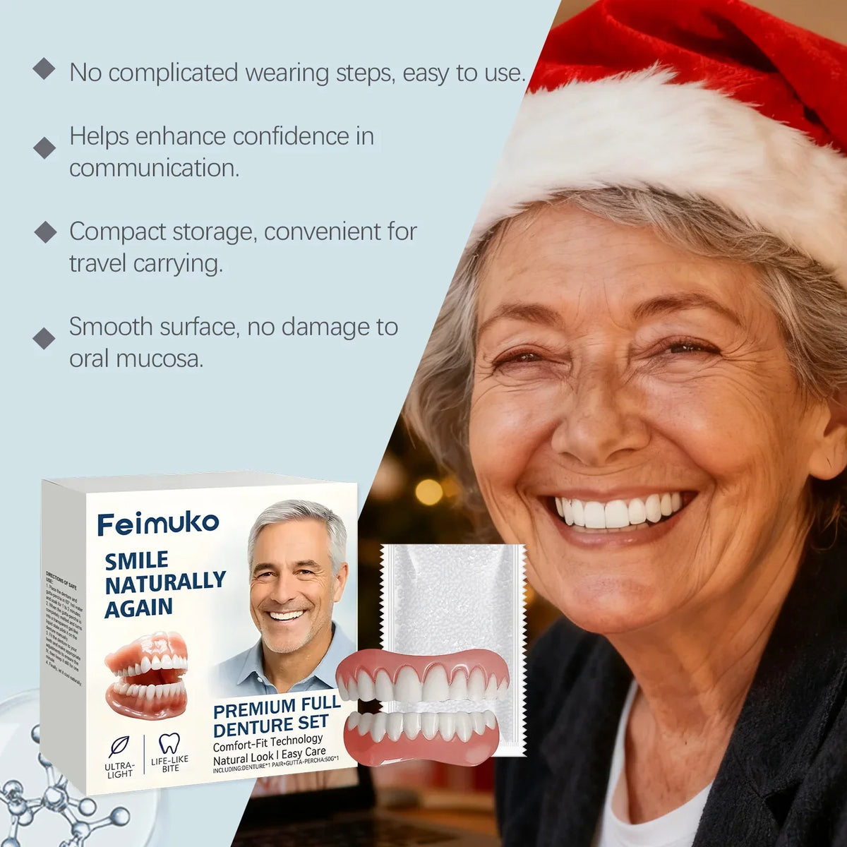 Instant Fake Teeth Denture Set Natural Smile Braces
