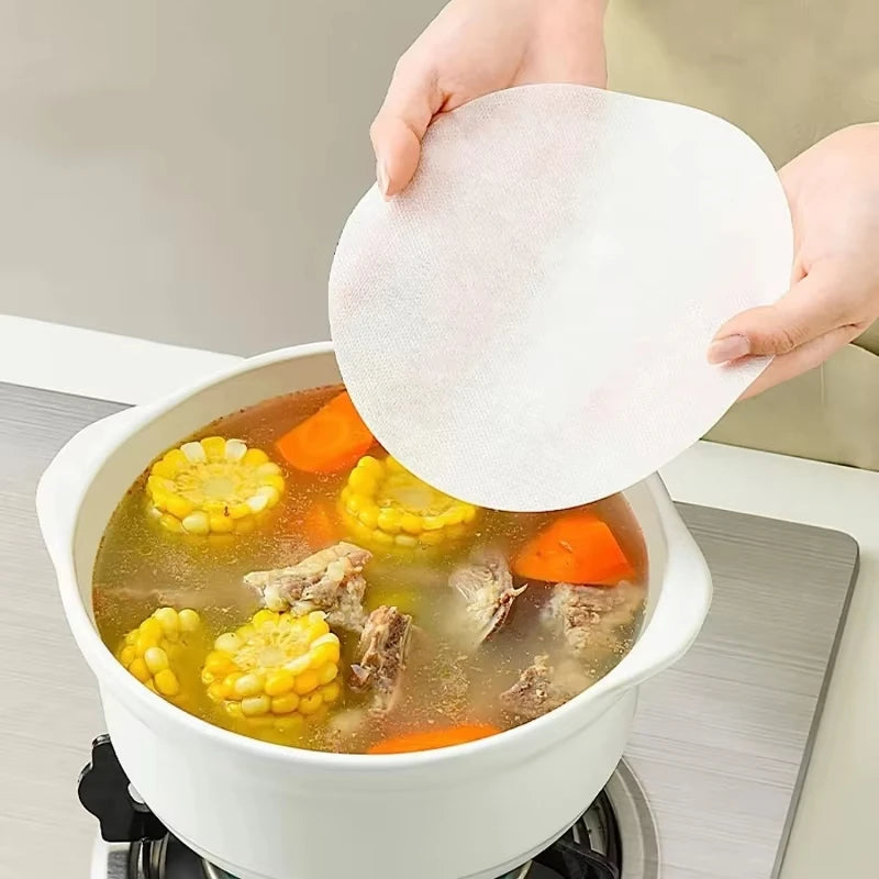 Kitchen Oil Absorbing Paper Food Grade Soup Grease Filter Sheets 30-100Pcs - 9