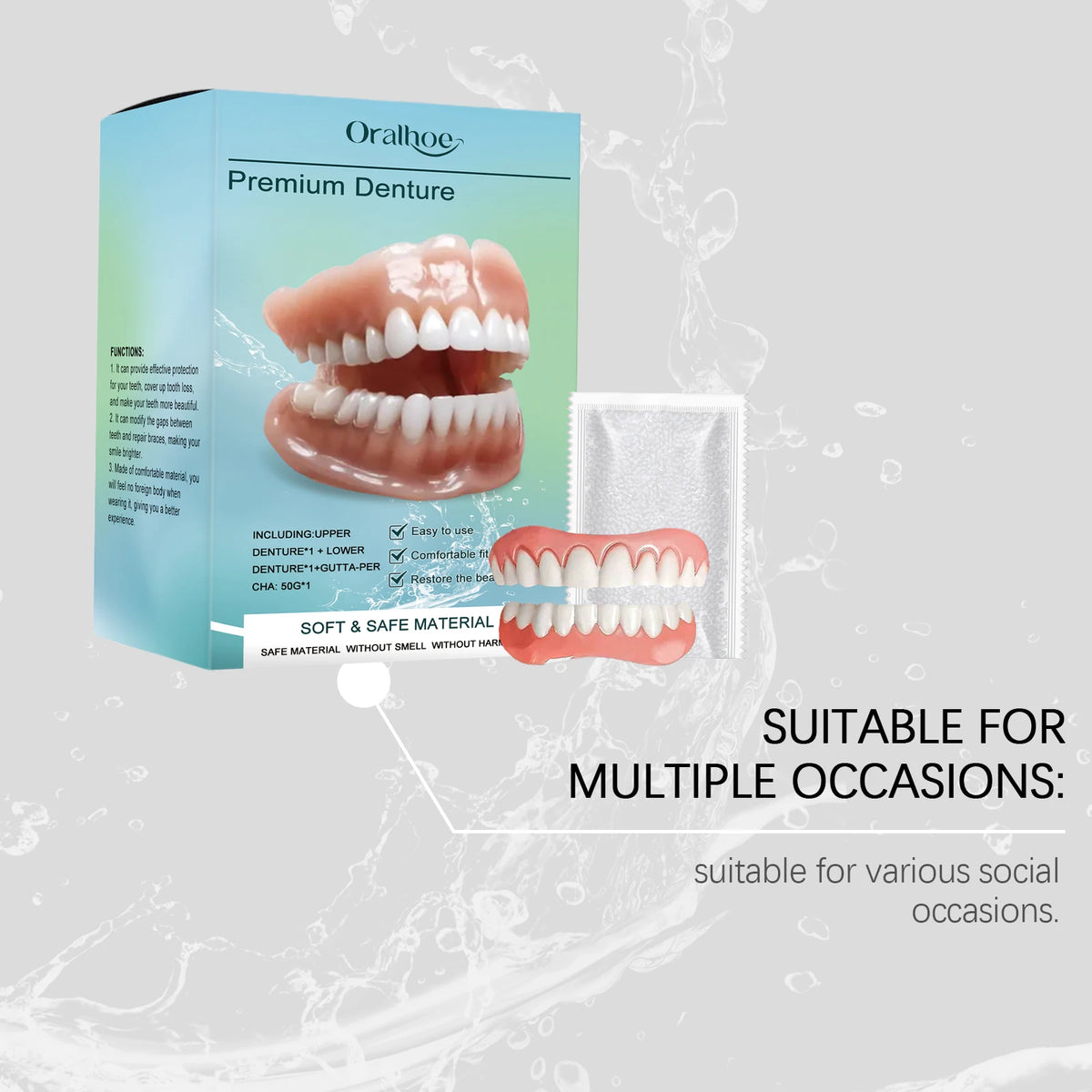 Silicone Denture Set Temporary False Teeth Veneers