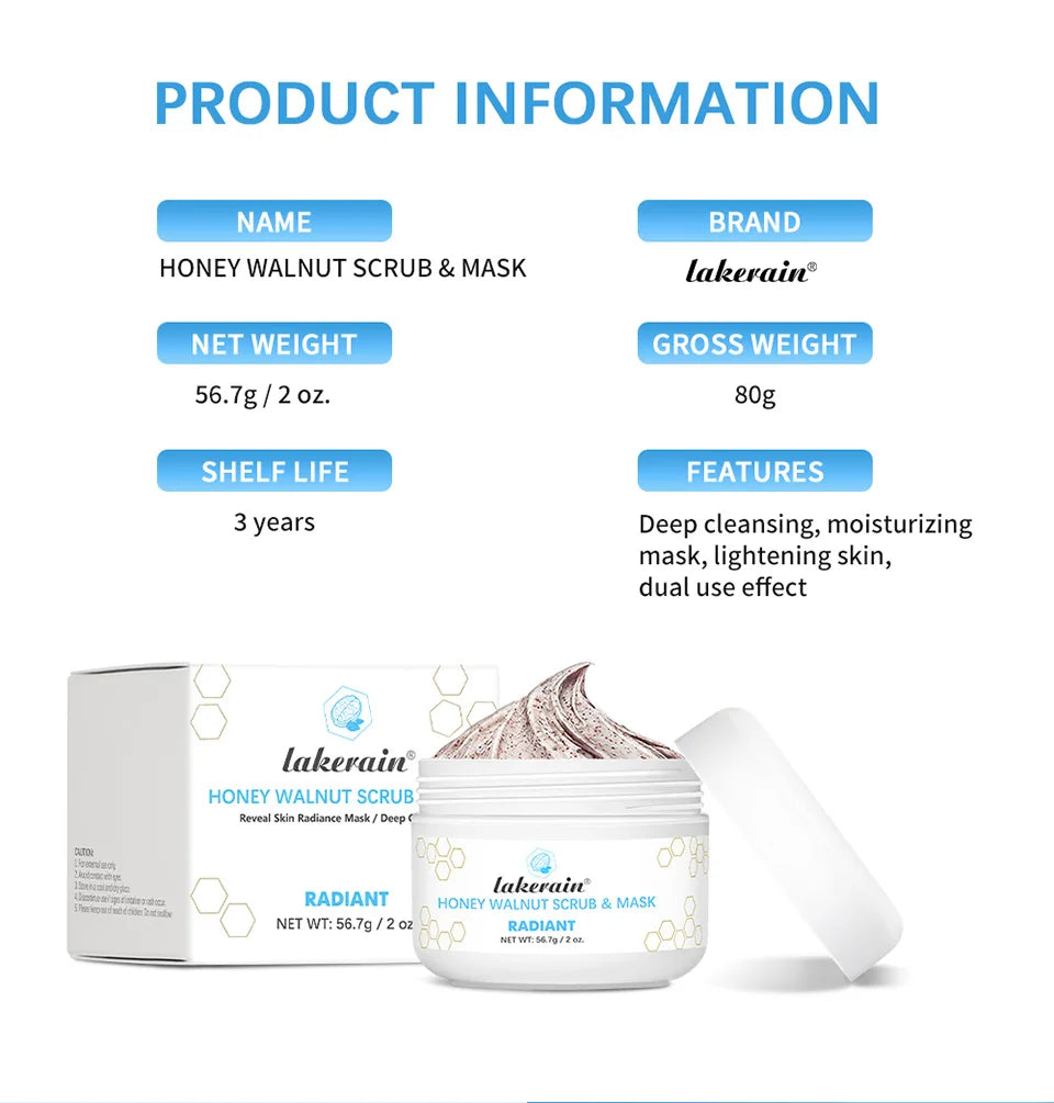 Honey Walnut Facial Scrub and Exfoliating Mask
