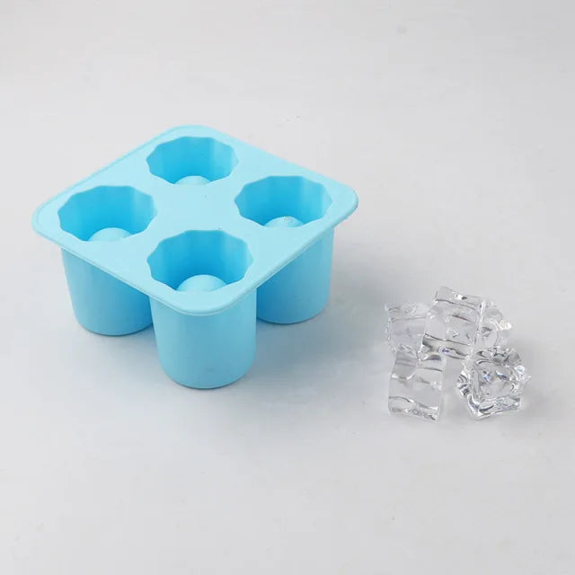 4 Cup Silicone Ice Shot Glass Mold Tray for Whiskey and Cocktails - 16