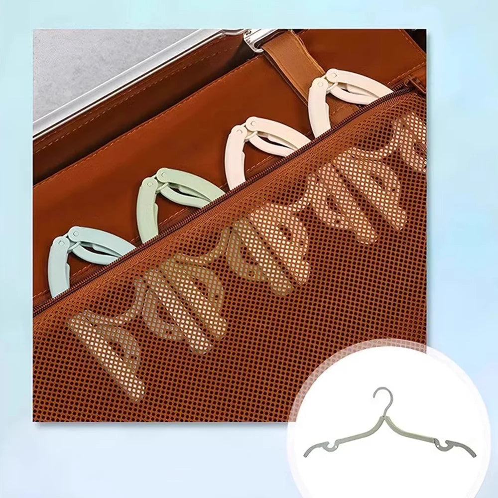 5-10pcs Folding Travel Hangers Portable Space Saving Clothes Rack - 7