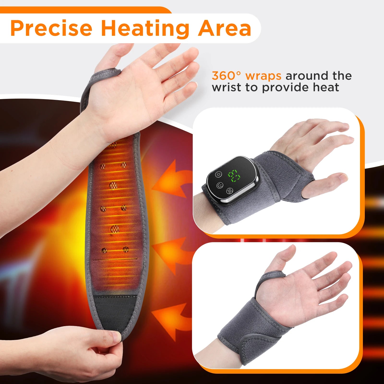 Cordless Heated Wrist Brace & Vibration Massager Wrap - 8