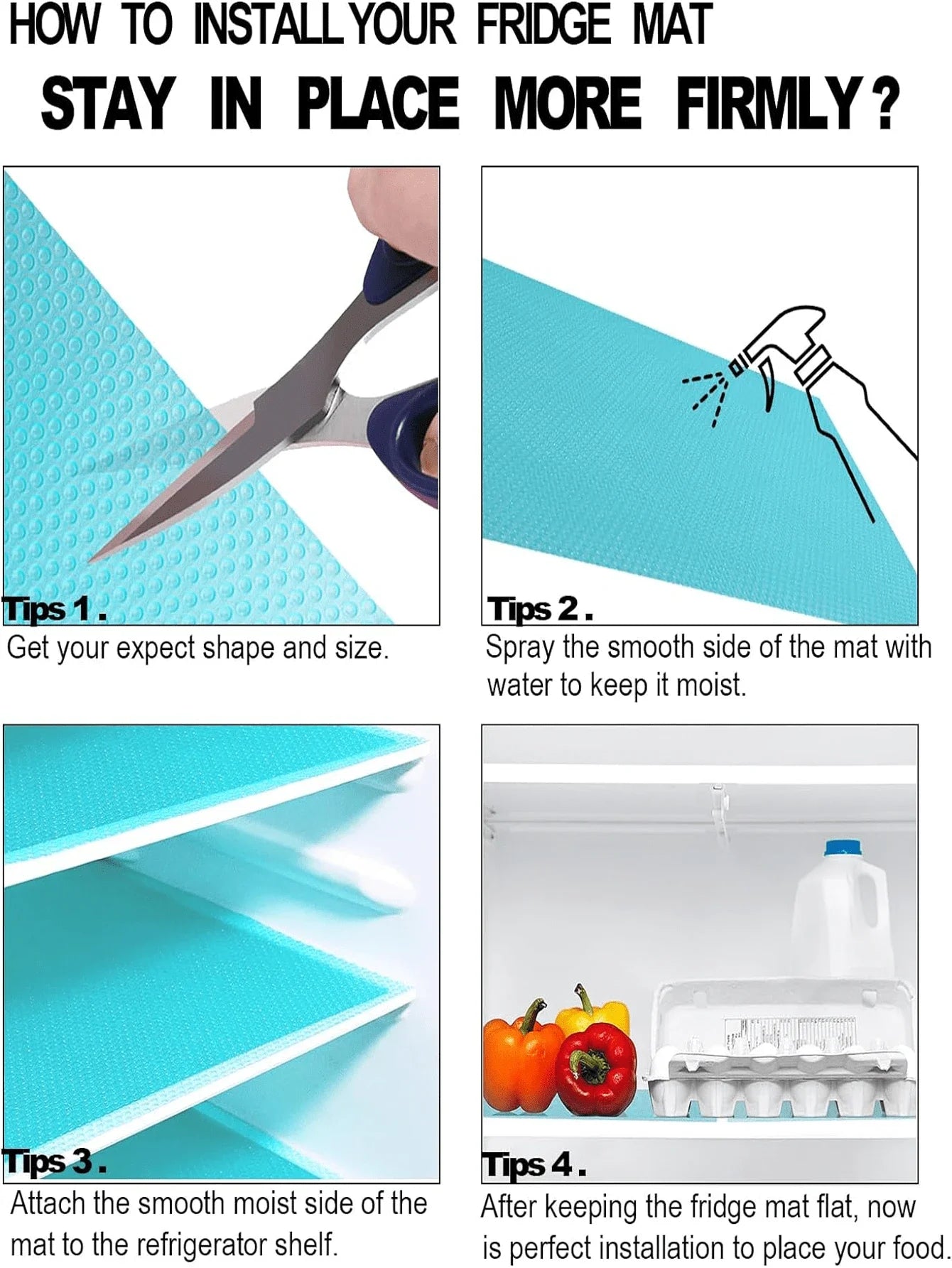 4 Pack Refrigerator Shelf Liners Washable Waterproof Fridge Mats - 5