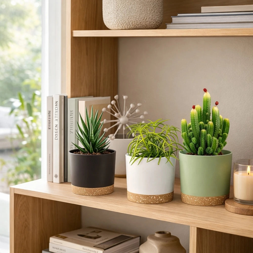4 Pack 5 Inch Flower Pots Modern Detachable Bottom Breathable Planters - 8
