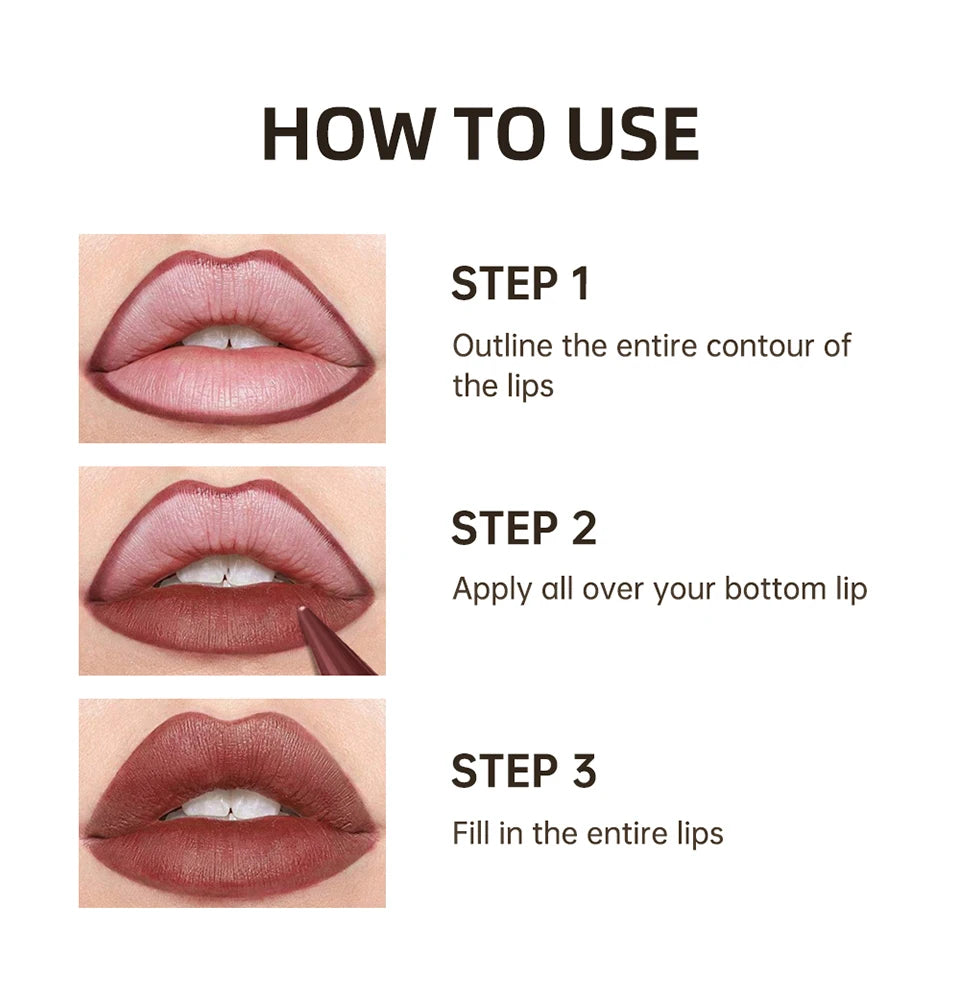 Waterproof Nude Brown Lip Liner Pencil Contour Makeup Tint