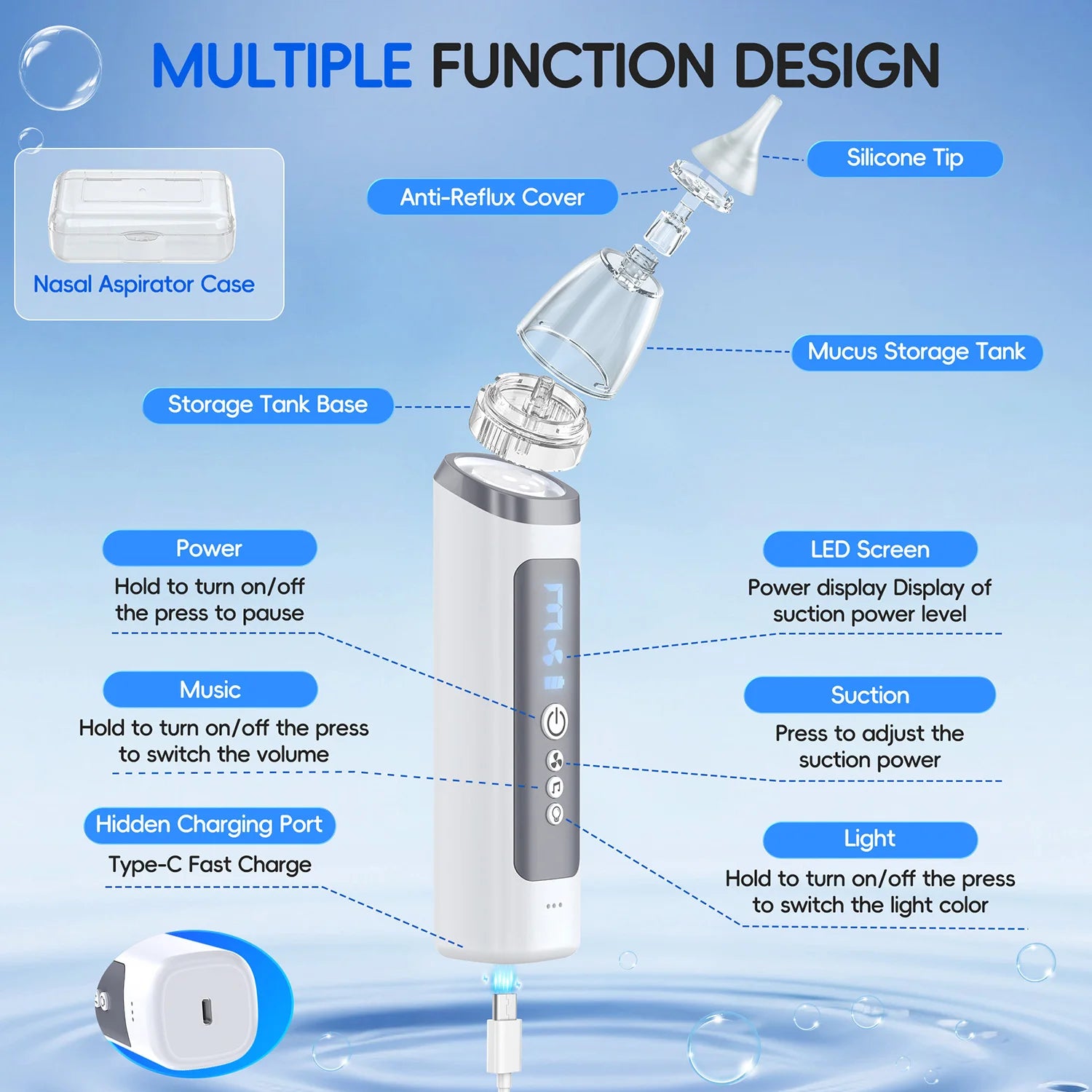 Electric Baby Nasal Aspirator Automatic Nose Cleaner Sucker - 5
