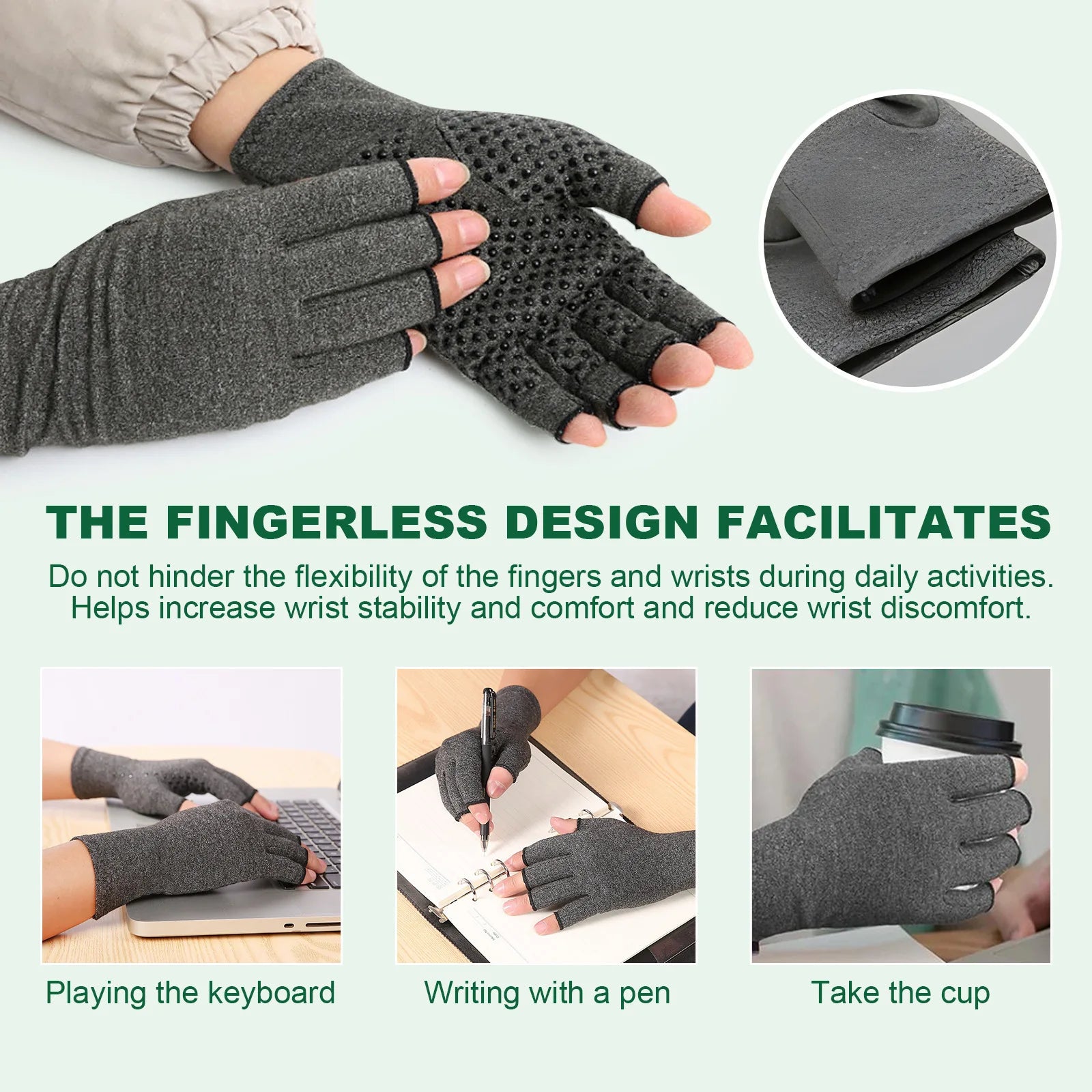 Magnetic Arthritis Therapy Gloves Hand Wrist Pain Relief Compression - 7