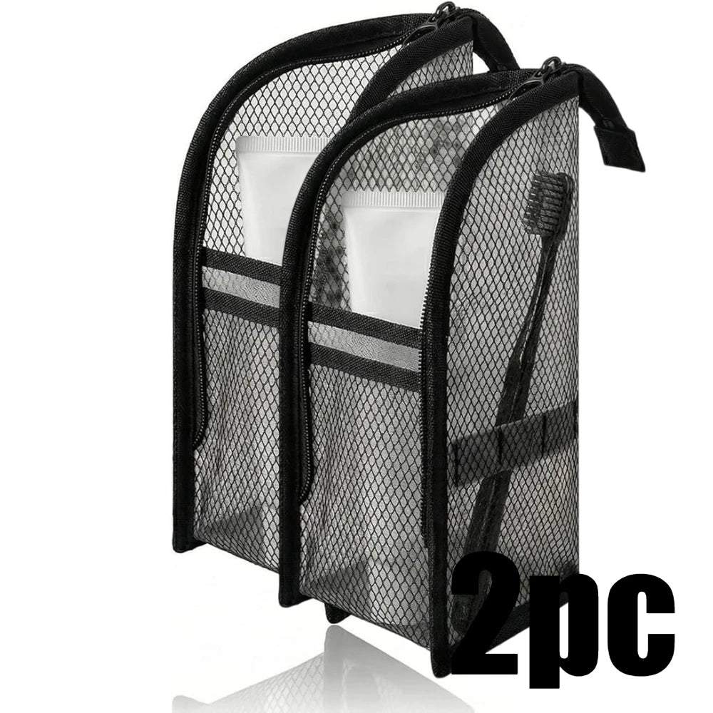 Portable Mesh Travel Toiletry Bag Makeup Organizer Pouch for Cosmetics