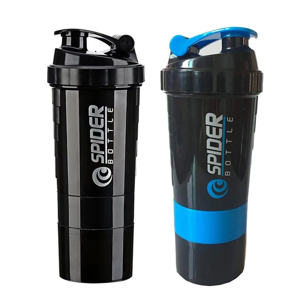Spider Protein Shaker Bottle 3 Layer Gym Mixer Cup Leak Proof