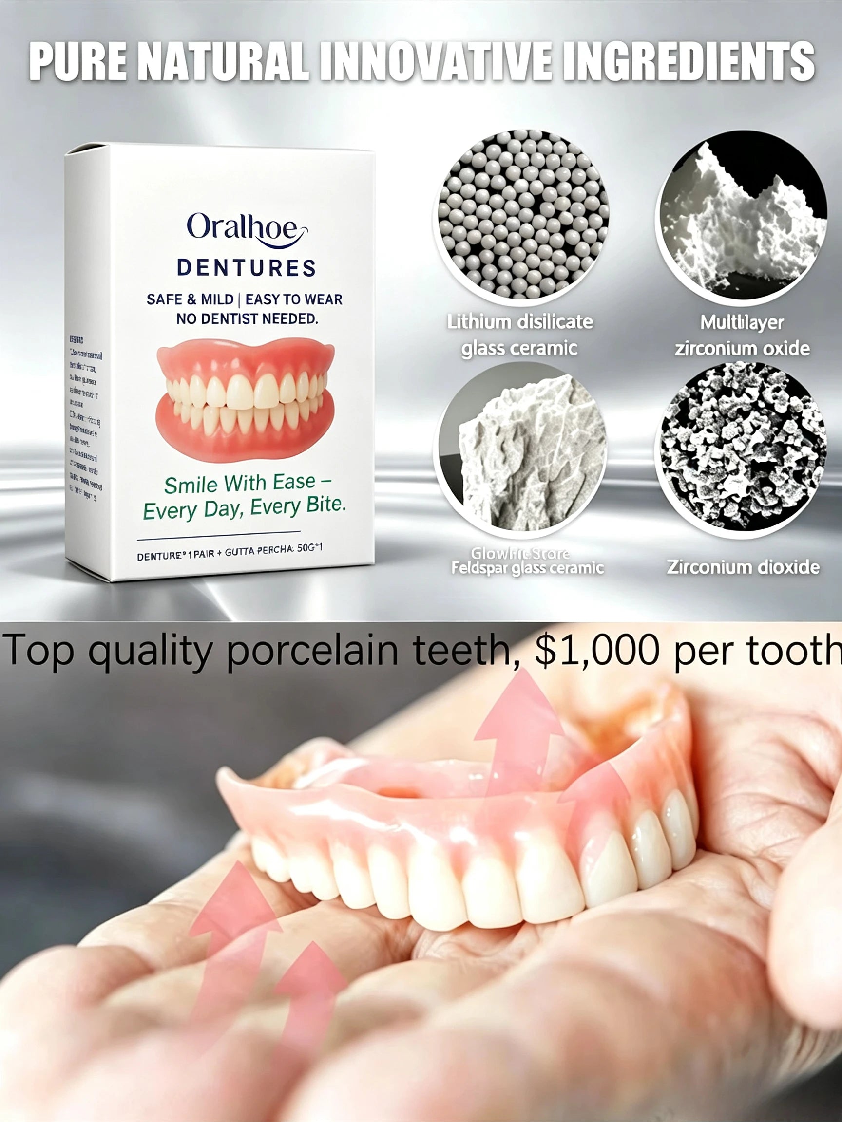 Adjustable Cosmetic Dentures Fake Teeth Set - 2