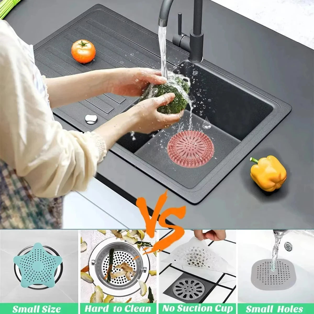 Silicone Sink Strainer Hair Catcher Drain Protector for Shower Bathtub