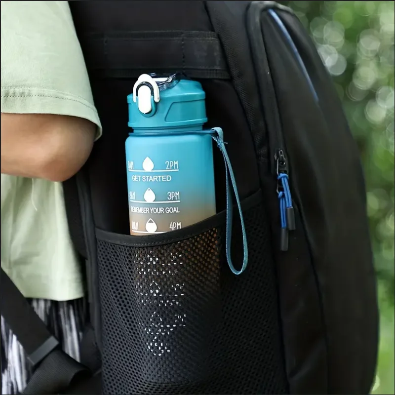 Motivational Sports Water Bottle with Time Marker and Leak Proof Straw - 7