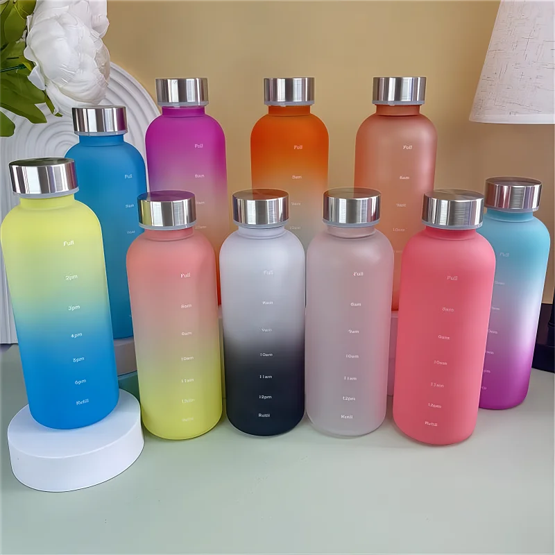 550ml Motivational Water Bottle with Time Marker Leakproof Sports Flask - 2