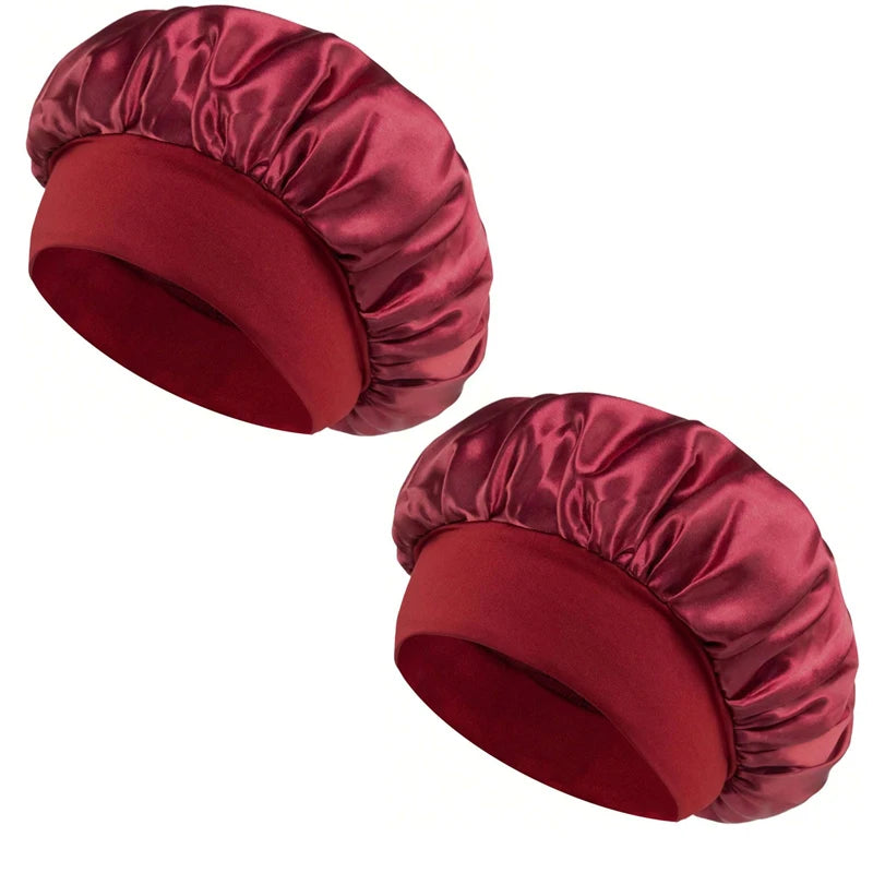 Satin Silk Sleep Cap Wide Band Hair Bonnet for Sleeping and Styling