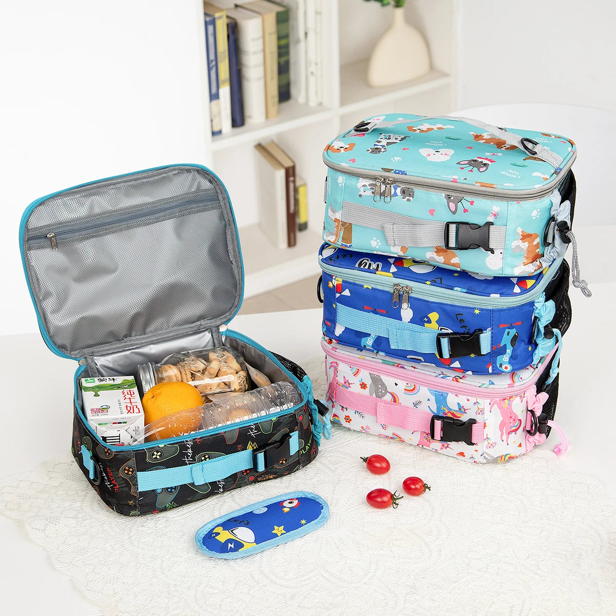 Insulated Lunch Bag Cute Floral Print Bento Box Thermal Cooler Tote - 11