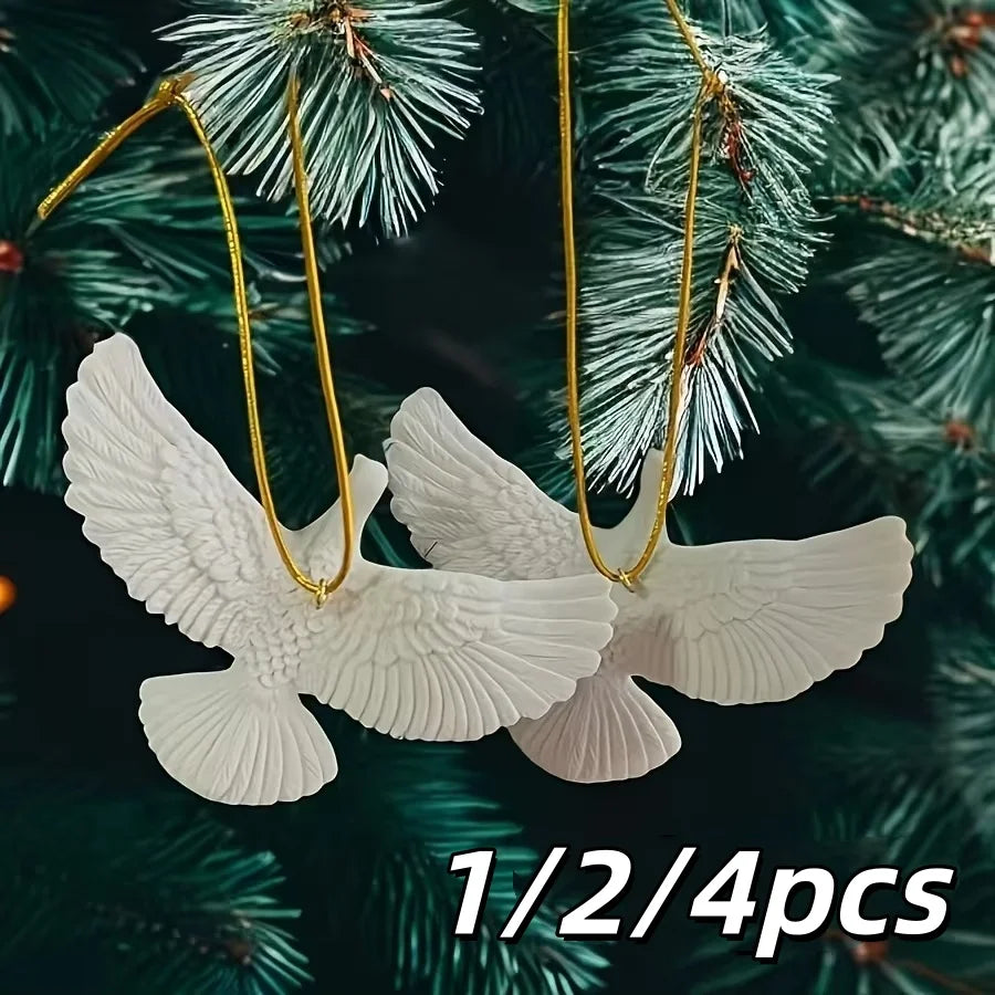 Peace Dove Christmas Ornaments Resin Hanging Tree Decor Gift Set - 1