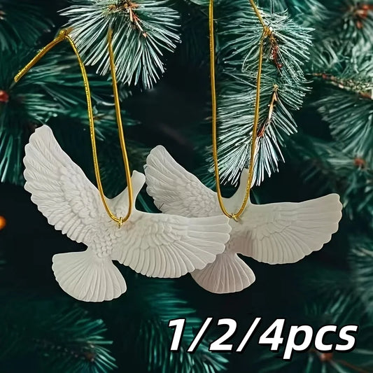 Peace Dove Christmas Ornaments Resin Hanging Tree Decor Gift Set