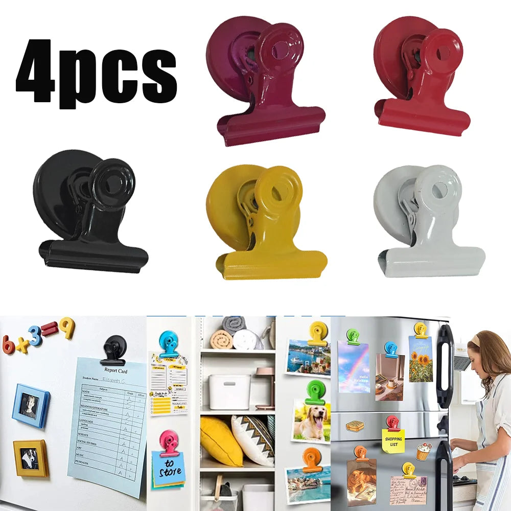 4pcs Magnetic Clips Set Strong Refrigerator Magnets for Notes and Photos - 1