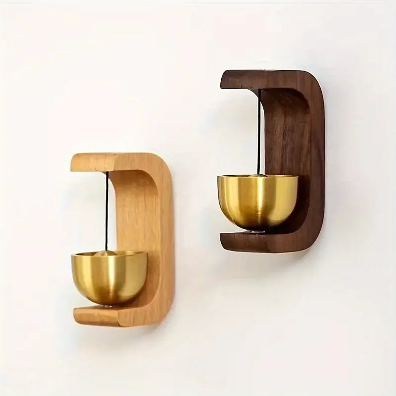 Magnetic Wood Doorbell Brass Wind Chime for Entryway and Home Decor