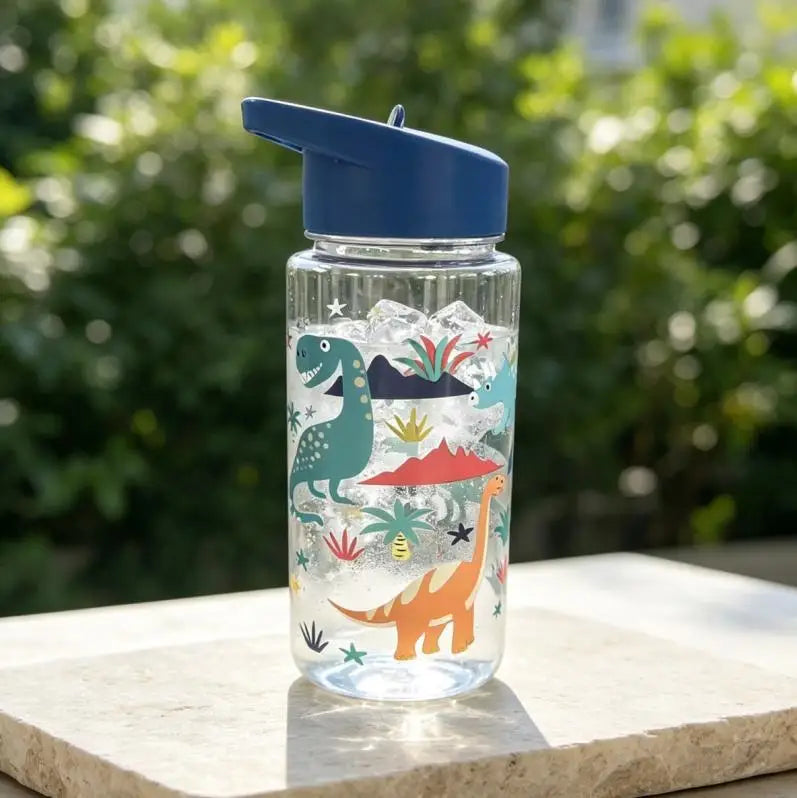 500ml Cute Dinosaur Straw Water Bottle Portable BPA Free Travel Cup