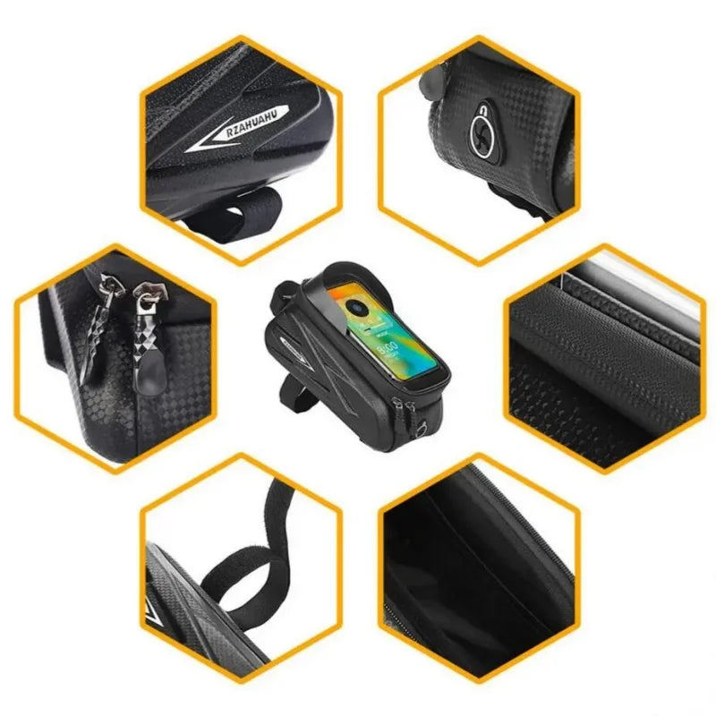 Waterproof Bike Phone Bag MTB Top Tube Frame Pouch with Touch Screen - 8