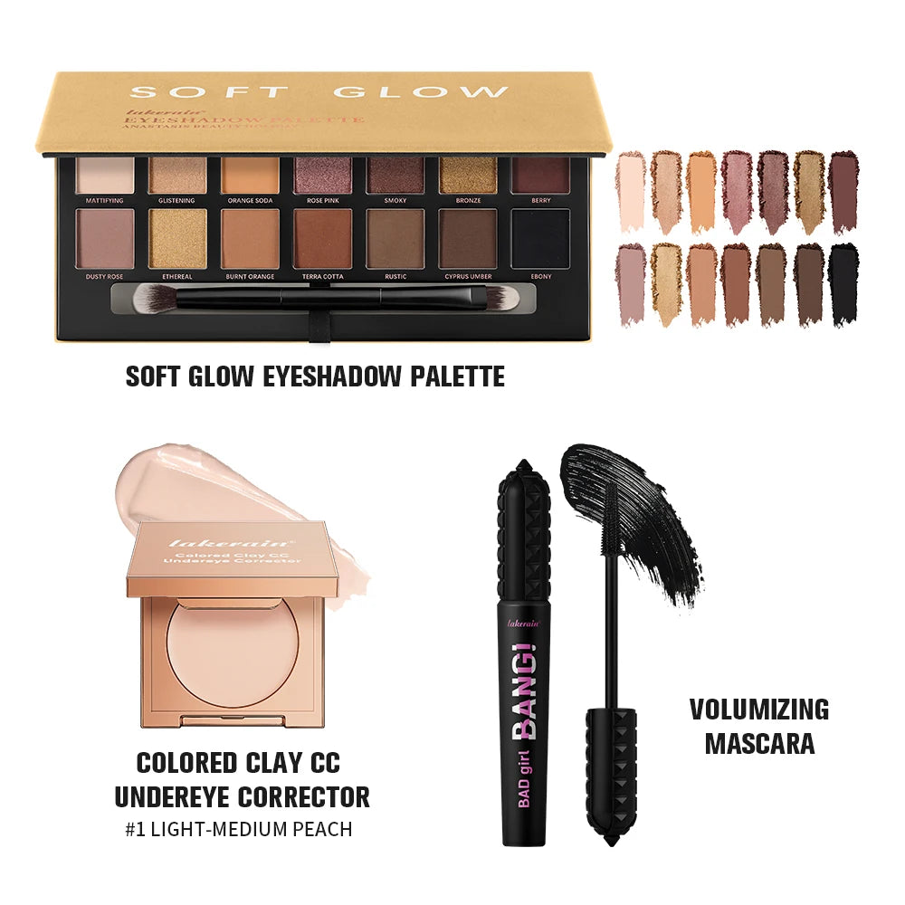 3-Piece Full Coverage Makeup Set Eyeshadow Palette And Mascara Kit